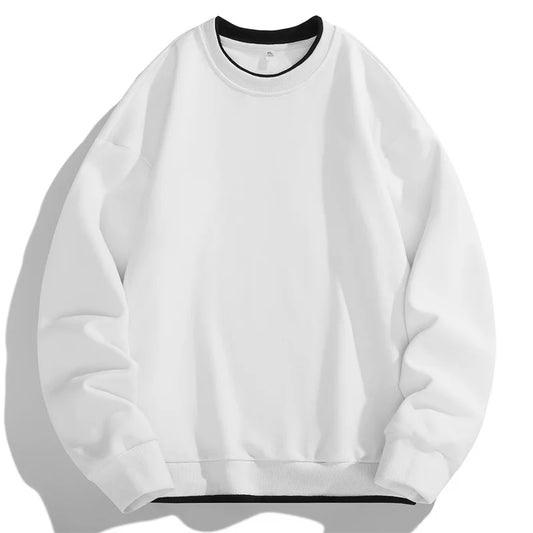 2023 Men O-Neck Basic Hoodies Male Casual Loose Harajuku Hoodles Sweatshirts Long Sleeve Tops Solid Color Streetwear Pullovers